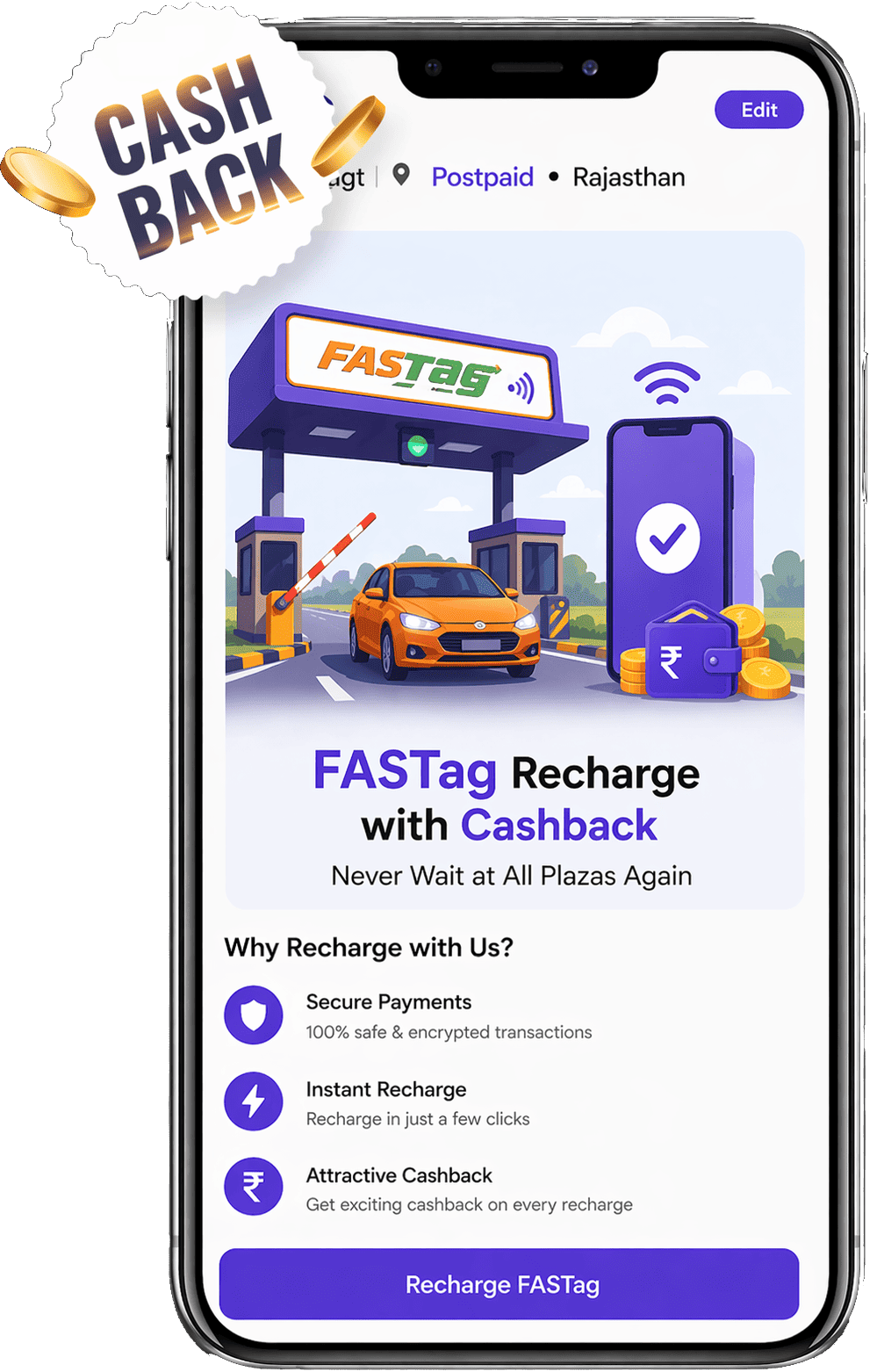 FASTag Recharge cashback app