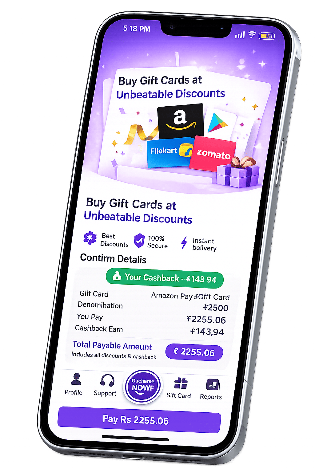 Gift card cashback app